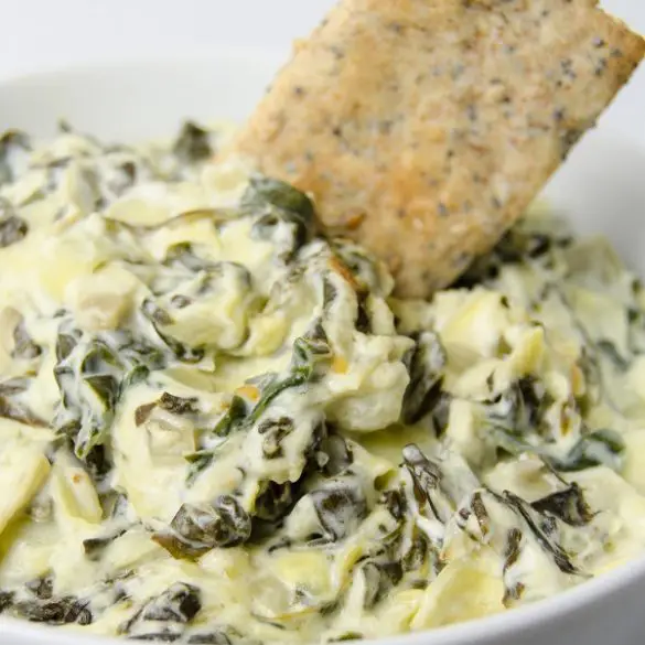 Instant pot keto spinach and artichoke dip. Very popular healthy keto diet dip cooked in an electric instant pot. #pressurecooker #instantpot #dip #appetizers #party #keto #lowcarb