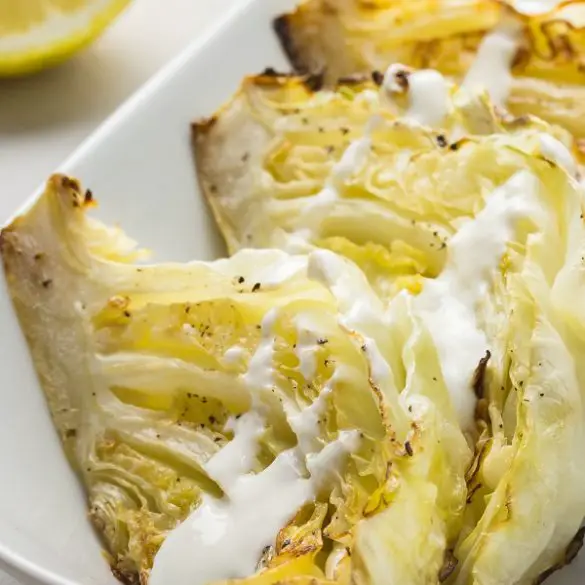 Air fryer roasted spicy cabbage recipe. Learn how to cook yummy cabbage in an air fryer. #airfryer #dinner #vegetarian #roasted