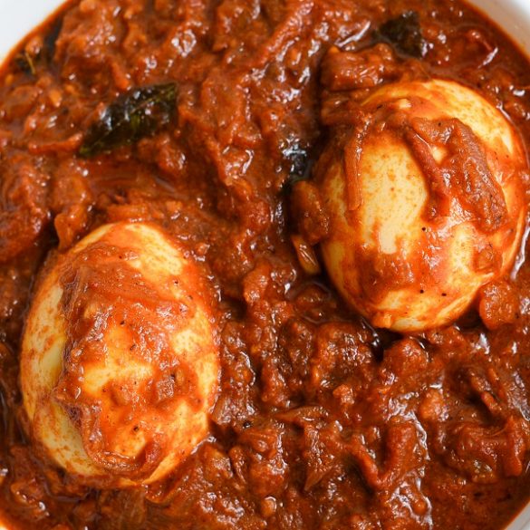 Instant pot masala egg roast recipe. Delicious and healthy Indian spicy eggs cooked in an instant pot. #instantpot #pressurecooker #eggs #indian #healthy #easy #spicy #masala