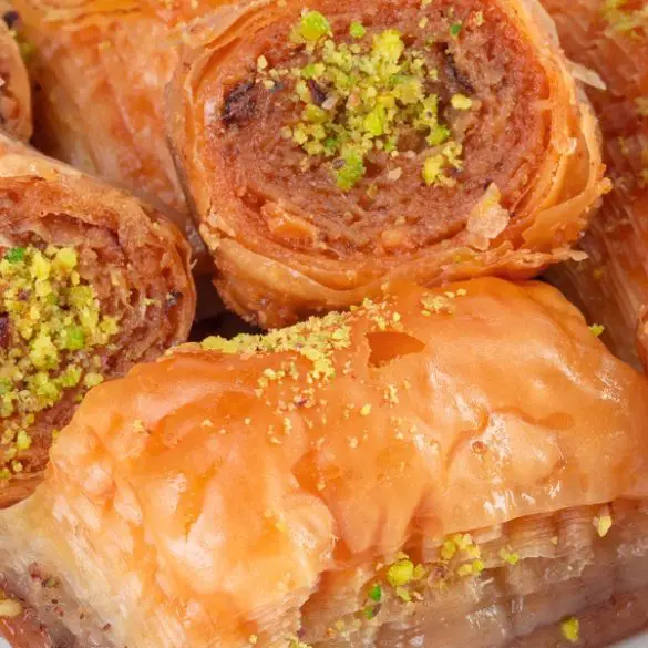 Air fryer baklava recipe. Cook delicious Mediterranean dessert in an air fryer. #airfryer #dessert #baklava #sweet #delicious