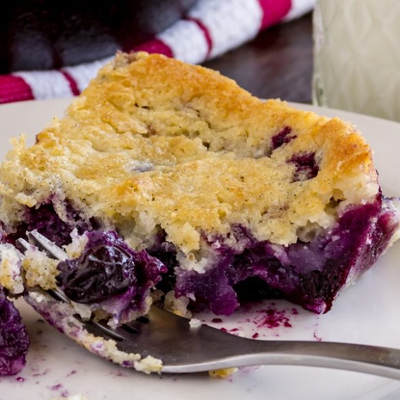 Air fryer blueberry cobbler recipe. Sweet, juicy blueberries are baked right into this cobbler. #airfryer #desserts #breakfast #healthy #cobbler