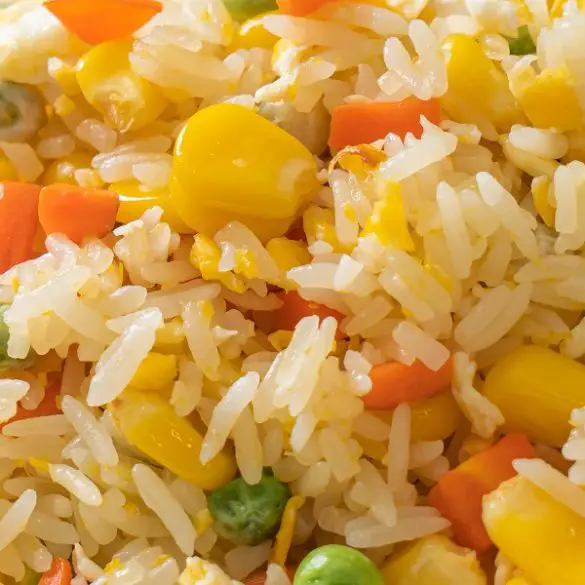 Rich and tasty Chinese fried rice in a slow cooker. Chinese fried rice is a classic dish that requires little fuss. #slowcooker #crockpot #vegetarian #vegan #healthy #dinner