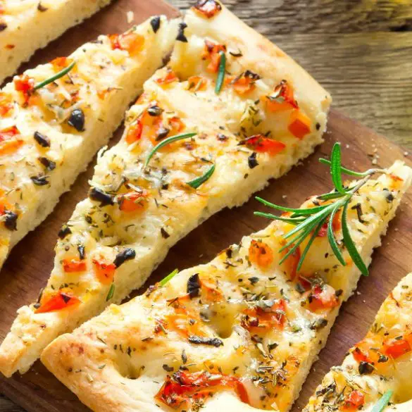 Air fryer Italian focaccia bread recipe. The best way to cook Italian focaccia bread is with an air fryer. #airfryer #bread #vegetarian #vegan #italian