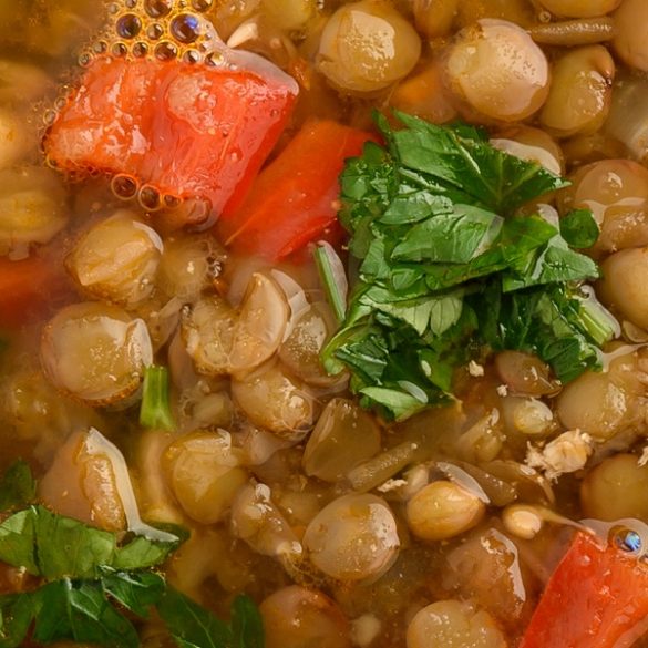 Slow cooker country lentil soup recipe. The slow cooker is to this soup what a lab burner is to a molecular signature. Simply add ingredients to your slow cooker, put the lid on, and let it do its thing. #slowcooker #crockpot #soups #healthy #homemade #dinner #chicken #lentil #vegetables