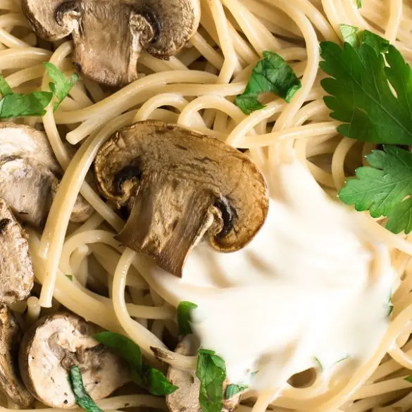 Instant pot creamy mushroom spaghetti recipe. Creamy mushroom spaghetti pasta recipe - In this easy to make, instant pot creamy mushroom spaghetti pasta recipe you will learn how to make a yummy and quick meal in less than 30 minutes! #pressurecooker #instantpot #pasta #spaghetti #creamy #healthy #homemade