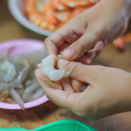 Peeling shrimp